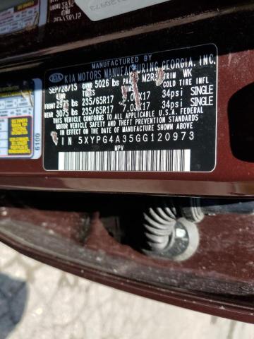 Photo 10 from auction – 2016 KIA SORENTO LX with VIN 5XYPG4A35GG120973