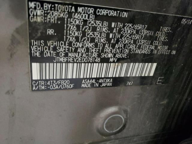 Photo 10 from auction – 2014 TOYOTA RAV4 LE with VIN JTMBFREV2ED078148