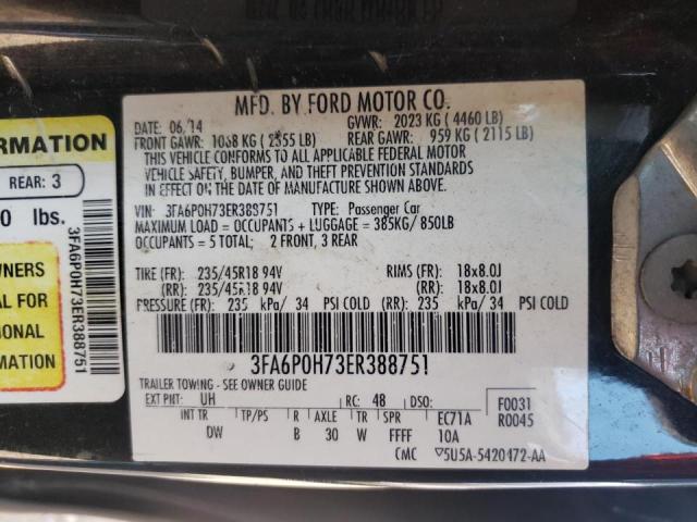 Photo 10 from auction – 2014 FORD FUSION SE with VIN 3FA6P0H73ER388751
