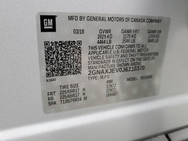 Photo 10 from auction – 2018 CHEVROLET EQUINOX LT with VIN 2GNAXJEV0J6310370