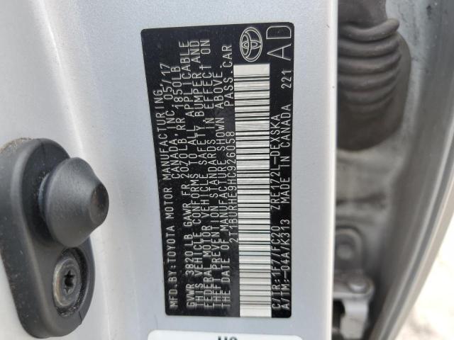 Photo 10 from auction – 2017 TOYOTA COROLLA L with VIN 2T1BURHE9HC926058