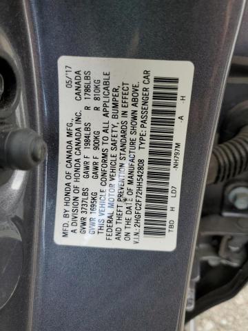 Photo 10 from auction – 2017 HONDA CIVIC EX with VIN 2HGFC2F72HH542808