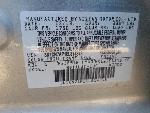 Photo 10 from auction – 2014 NISSAN VERSA S with VIN 3N1CN7AP1EL814318