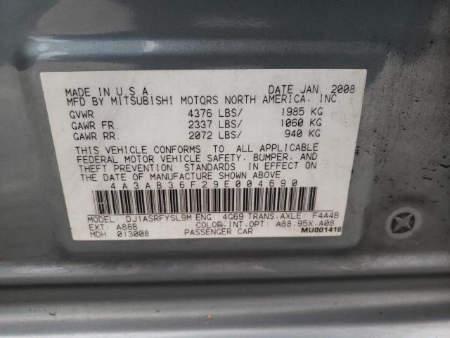 Photo 10 from auction – 2009 MITSUBISHI GALANT ES with VIN 4A3AB36F29E004690