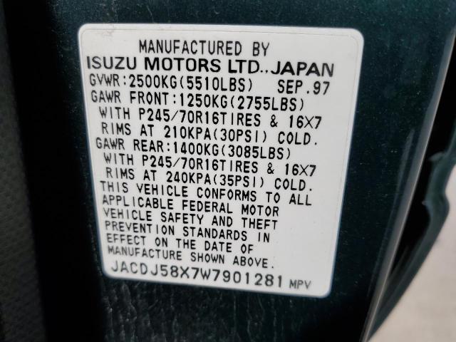 Photo 10 from auction – 1998 ISUZU TROOPER S with VIN JACDJ58X7W7901281