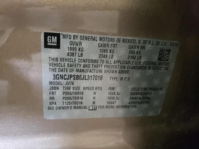 Photo 10 from auction – 2018 CHEVROLET TRAX 1LT with VIN 3GNCJPSB6JL317018