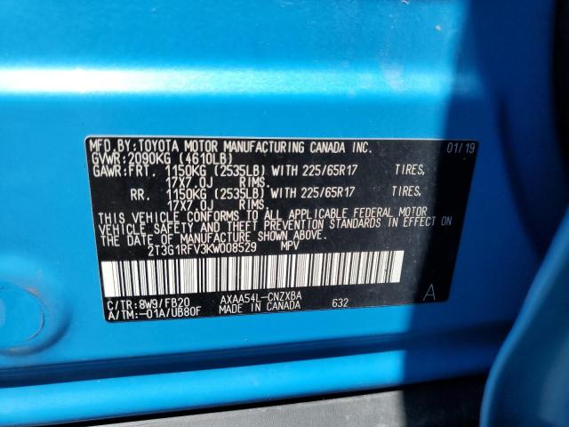 Photo 10 from auction – 2019 TOYOTA RAV4 LE with VIN 2T3G1RFV3KW008529