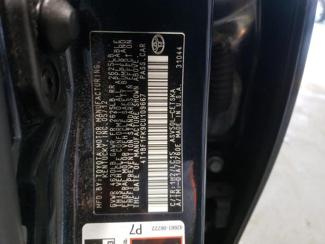 Photo 10 from auction – 2012 TOYOTA CAMRY BASE with VIN 4T1BF1FK9CU109667