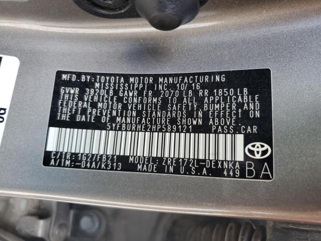 Photo 10 from auction – 2017 TOYOTA COROLLA L with VIN 5YFBURHE2HP589121