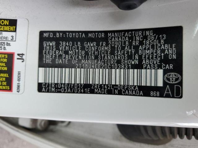 Photo 10 from auction – 2013 TOYOTA COROLLA BA with VIN 2T1BU4EE2DC103831