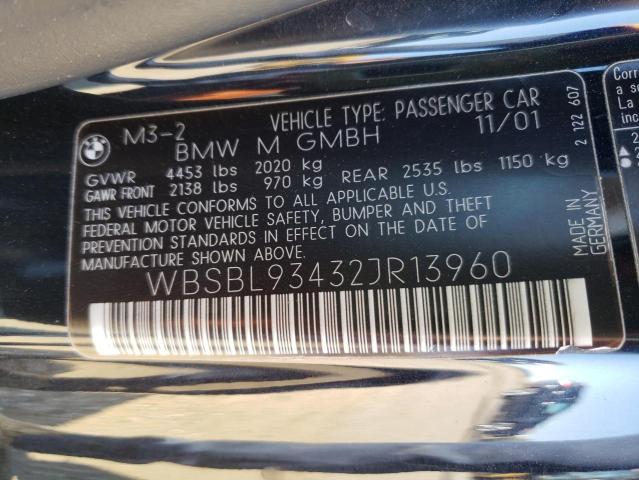 Photo 10 from auction – 2002 BMW M3 with VIN WBSBL93432JR13960