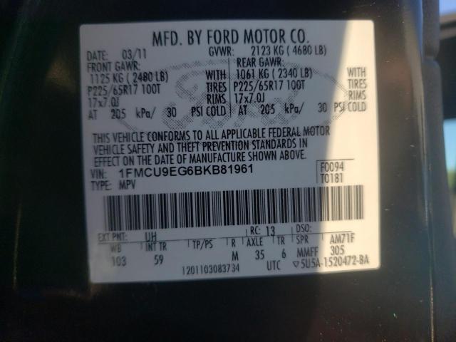 Photo 10 from auction – 2011 FORD ESCAPE LIM with VIN 1FMCU9EG6BKB81961