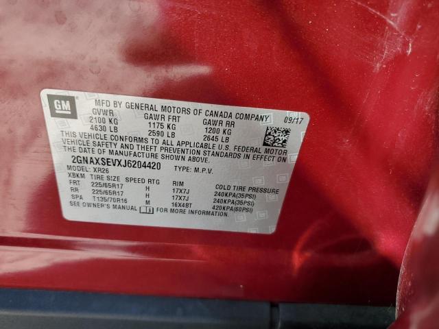 Photo 10 from auction – 2018 CHEVROLET EQUINOX LT with VIN 2GNAXSEVXJ6204420