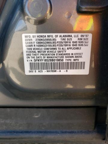 Foto 10 de la subasta – 2008 HONDA PILOT EXL con VIN 5FNYF18528B019850