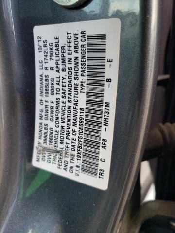 Photo 10 from auction – 2012 HONDA CIVIC LX with VIN 19XFB2F51CE099118