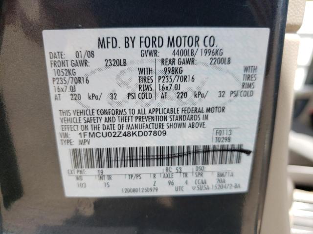 Photo 10 from auction – 2008 FORD ESCAPE XLS with VIN 1FMCU02Z48KD07809
