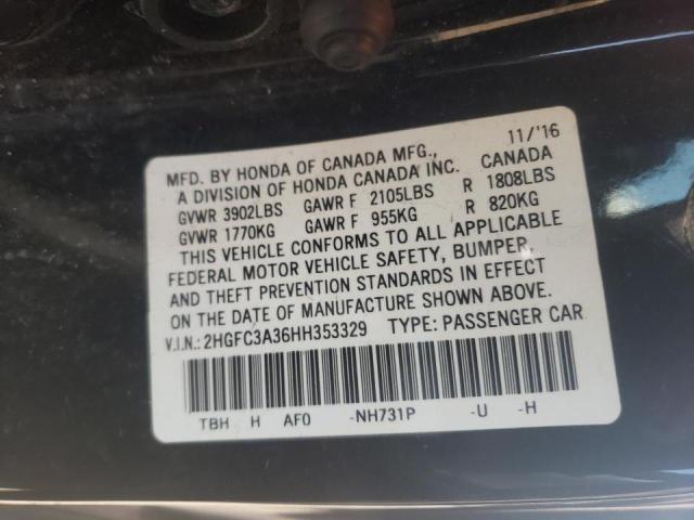 Photo 10 from auction – 2017 HONDA CIVIC EX with VIN 2HGFC3A36HH353329