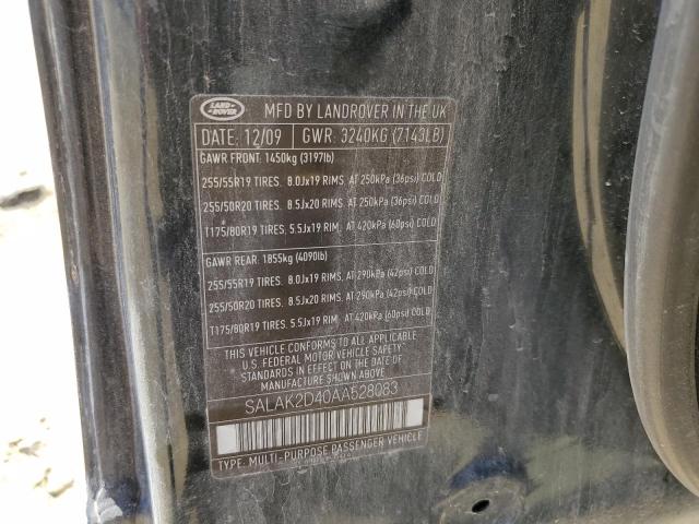 Photo 10 from auction – 2010 LAND ROVER LR4 HSE LU with VIN SALAK2D40AA528083