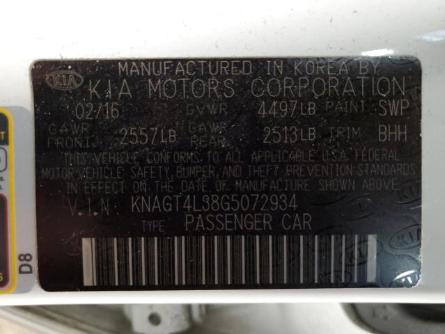 Photo 10 from auction – 2016 KIA OPTIMA LX with VIN KNAGT4L38G5072934