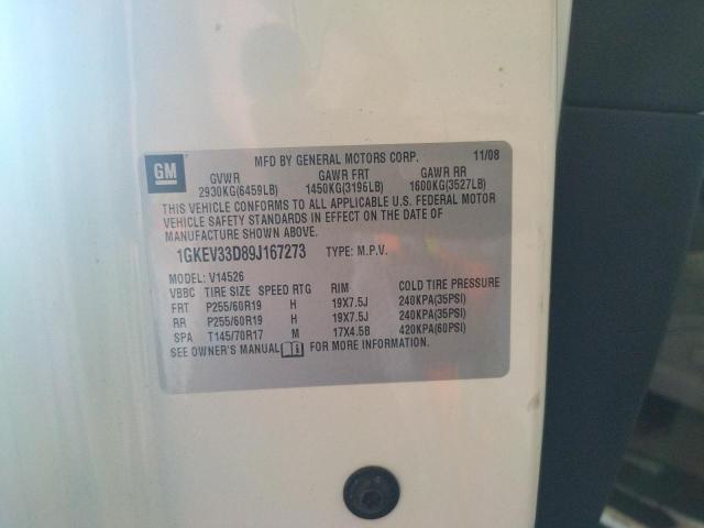 Photo 10 from auction – 2009 GMC ACADIA SLT with VIN 1GKEV33D89J167273