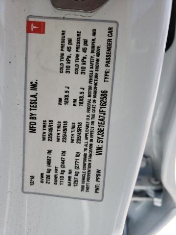 Photo 10 from auction – 2018 TESLA MODEL 3 with VIN 5YJ3E1EA7JF162586