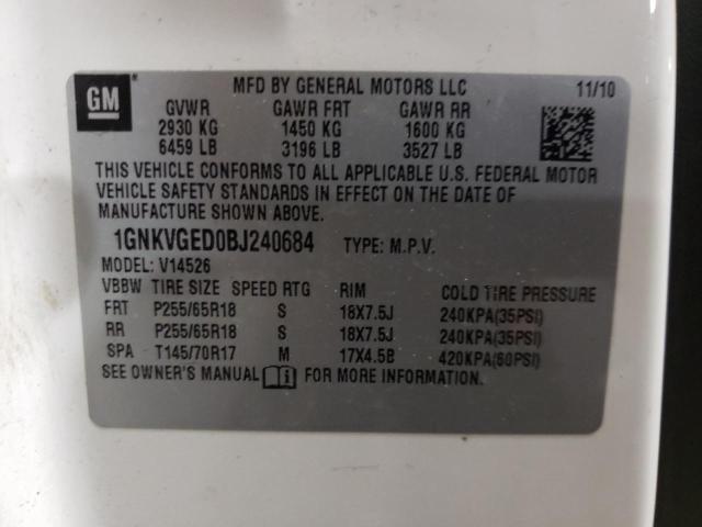 Photo 10 from auction – 2011 CHEVROLET TRAVERSE L with VIN 1GNKVGED0BJ240684