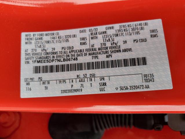 Photo 10 from auction – 2022 FORD BRONCO BAS with VIN 1FMEE5DP7NLB06748