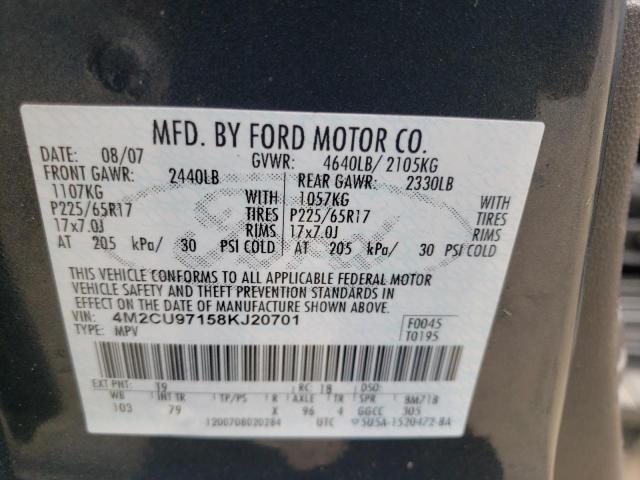 Photo 10 from auction – 2008 MERCURY MARINER with VIN 4M2CU97158KJ20701
