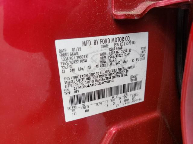 Photo 10 from auction – 2012 FORD EDGE SPORT with VIN 2FMDK4AK5CBA75813