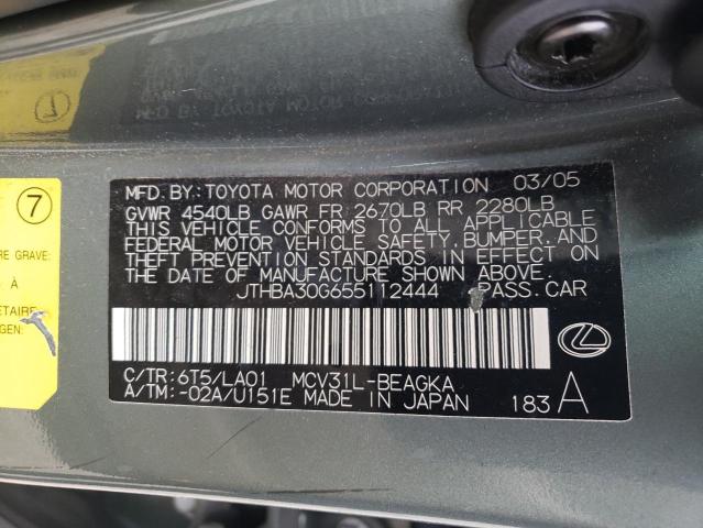 Photo 10 from auction – 2005 LEXUS ES 330 with VIN JTHBA30G655112444