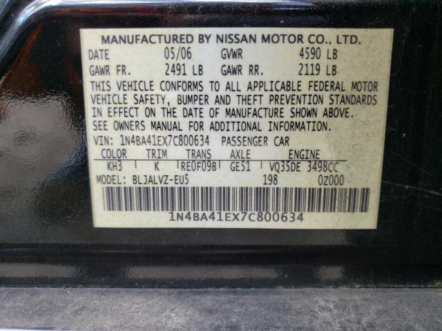 Photo 10 from auction – 2007 NISSAN MAXIMA SE with VIN 1N4BA41EX7C800634