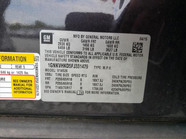 Photo 10 from auction – 2015 CHEVROLET TRAVERSE L with VIN 1GNKVHKD5FJ331479