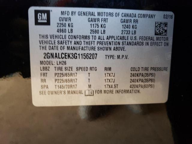 Photo 10 from auction – 2016 CHEVROLET EQUINOX LT with VIN 2GNALCEK3G1156207