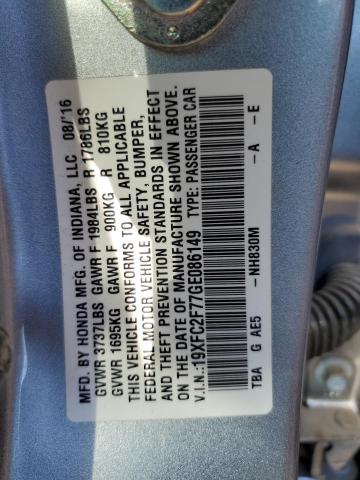 Photo 10 from auction – 2016 HONDA CIVIC EX with VIN 19XFC2F77GE086149