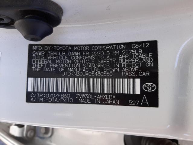 Photo 10 from auction – 2012 TOYOTA PRIUS with VIN JTDKN3DUXC5480550