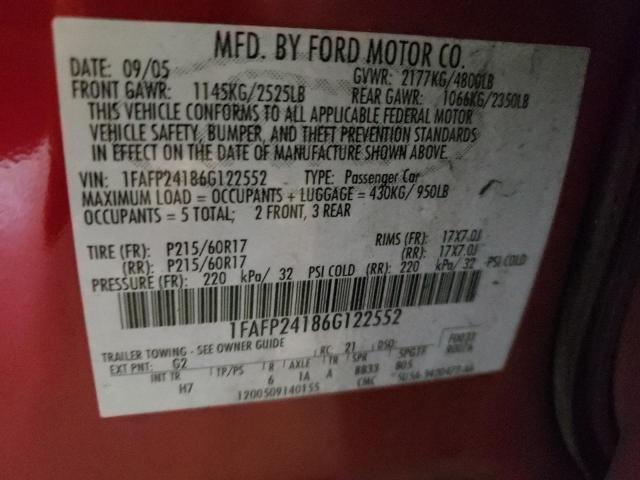 Photo 10 from auction – 2006 FORD FIVE HUNDR with VIN 1FAFP24186G122552