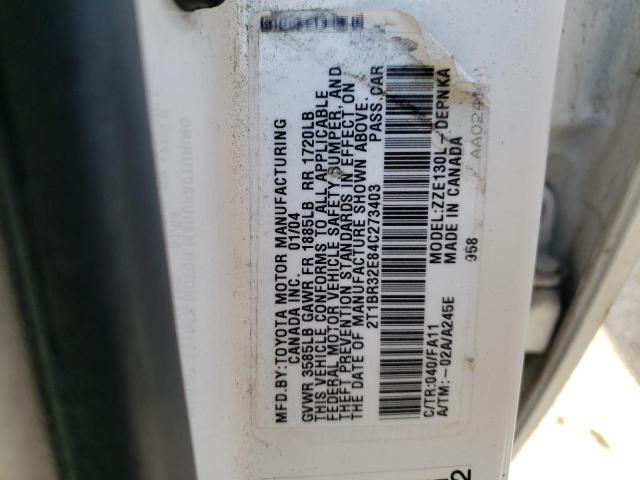 Photo 10 from auction – 2004 TOYOTA COROLLA CE with VIN 2T1BR32E84C273403