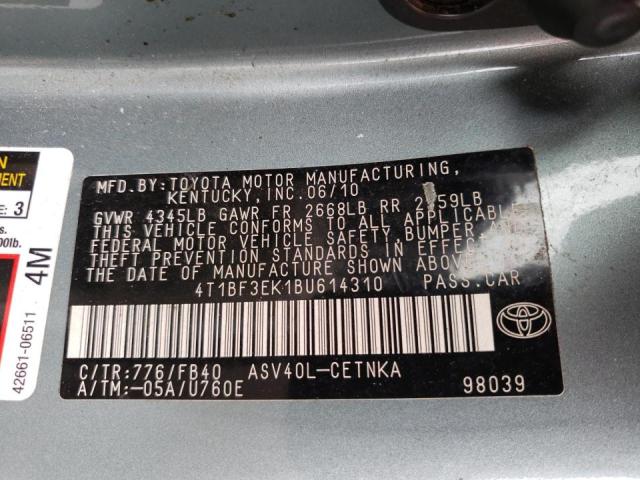 Photo 10 from auction – 2011 TOYOTA CAMRY BASE with VIN 4T1BF3EK1BU614310