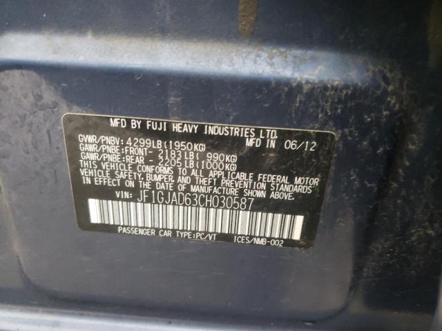 Photo 10 from auction – 2012 SUBARU IMPREZA PR with VIN JF1GJAD63CH030587