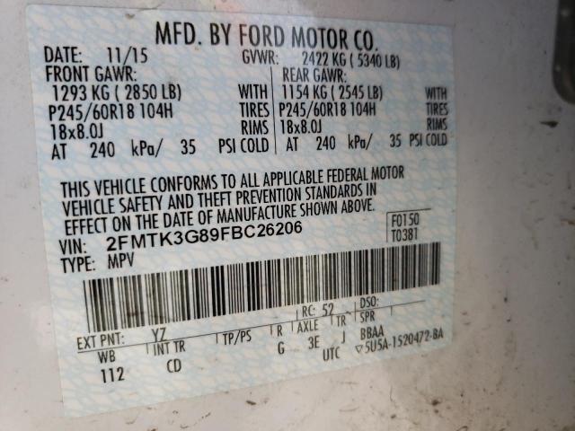 Photo 10 from auction – 2015 FORD EDGE SE with VIN 2FMTK3G89FBC26206