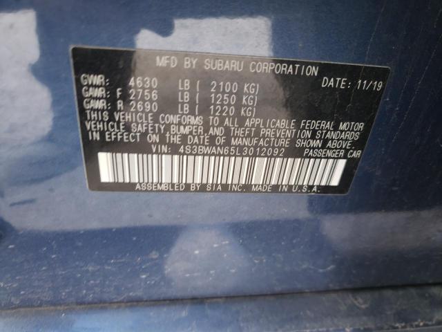 Photo 10 from auction – 2020 SUBARU LEGACY LIM with VIN 4S3BWAN65L3012092