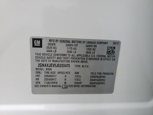 Photo 10 from auction – 2018 CHEVROLET EQUINOX LT with VIN 2GNAXJEV5J6203475