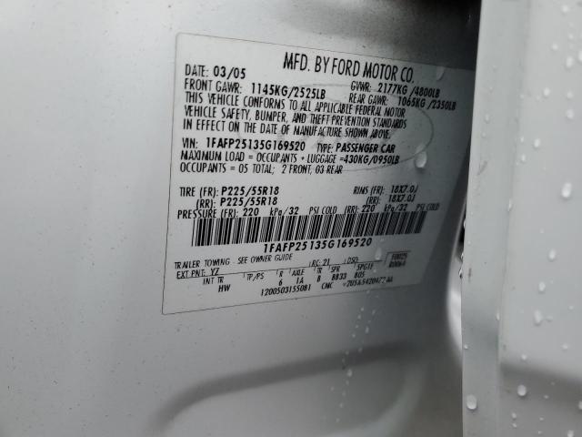 Photo 10 from auction – 2005 FORD FIVE HUNDR with VIN 1FAFP25135G169520