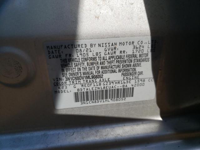 Photo 10 from auction – 2021 NISSAN VERSA S with VIN 3N1CN8DV1ML908052