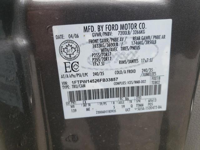 Photo 10 from auction – 2006 FORD F150 SUPER with VIN 1FTPW14526FB33857