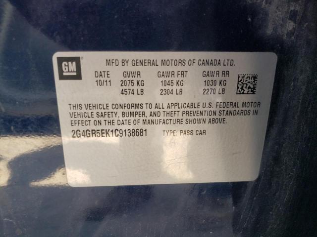 Photo 10 from auction – 2012 BUICK REGAL with VIN 2G4GR5EK1C9138681