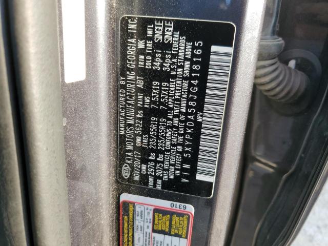 Photo 10 from auction – 2018 KIA SORENTO SX with VIN 5XYPKDA58JG418165