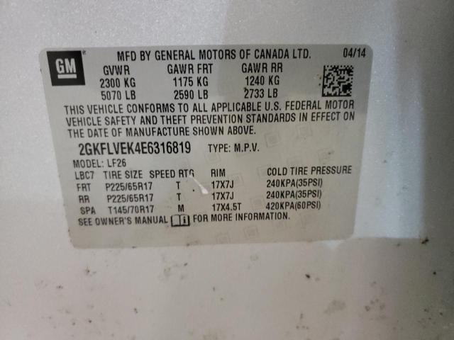 Photo 10 from auction – 2014 GMC TERRAIN SL with VIN 2GKFLVEK4E6316819