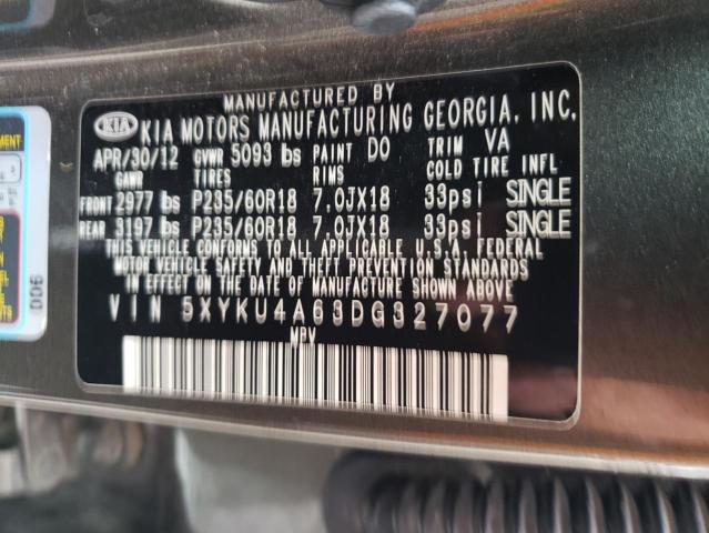 Photo 10 from auction – 2013 KIA SORENTO EX with VIN 5XYKU4A63DG327077