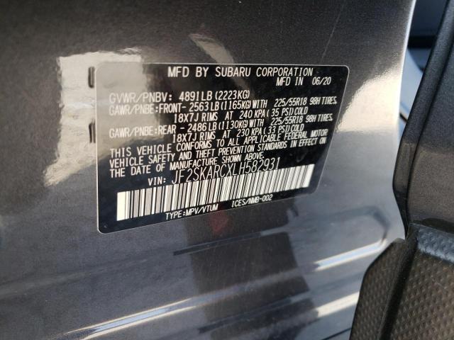 Photo 10 from auction – 2020 SUBARU FORESTER S with VIN JF2SKARCXLH582931